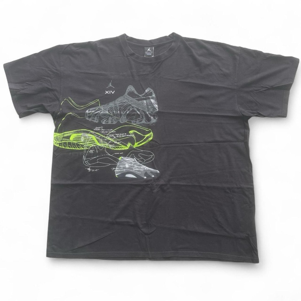 Vintage Jordan XIV Blue Print Graphic T-Shirt Size XXL Air Jordan 14 Y2K 2000s